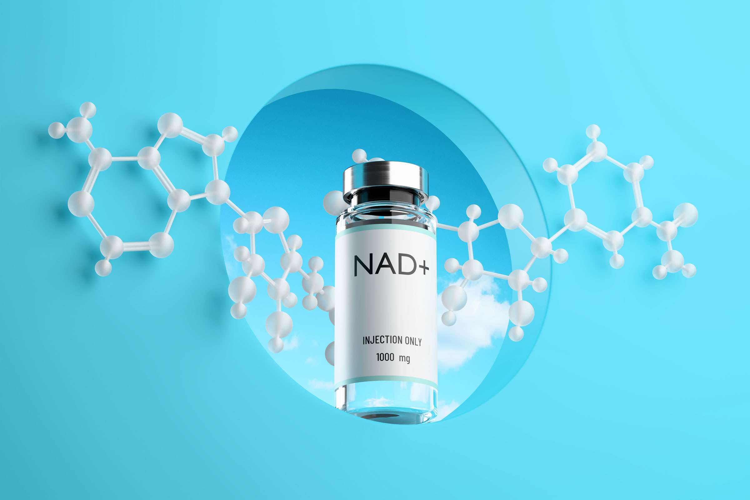 NAD+ injection vials and syringes for at-home treatment